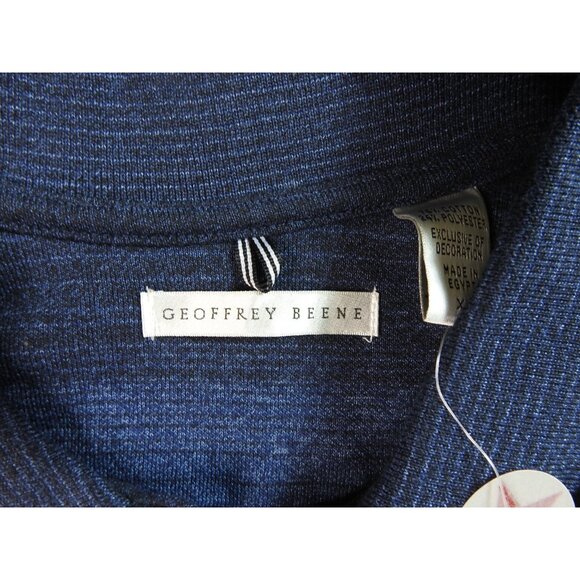 Geoffrey Beene Men’s Long Sleeve Polo Shirt Navy Blue Stripe Size XL NWT - Picture 4 of 7